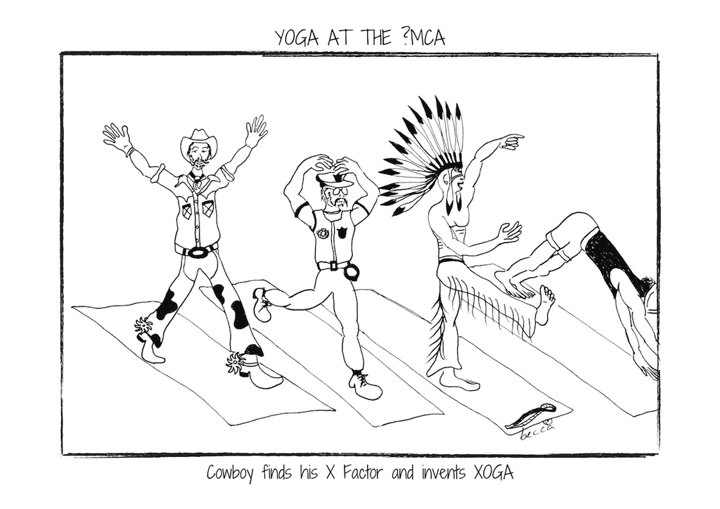 Yoga at the Y Not Yoga Cartoon Print (Unframed)