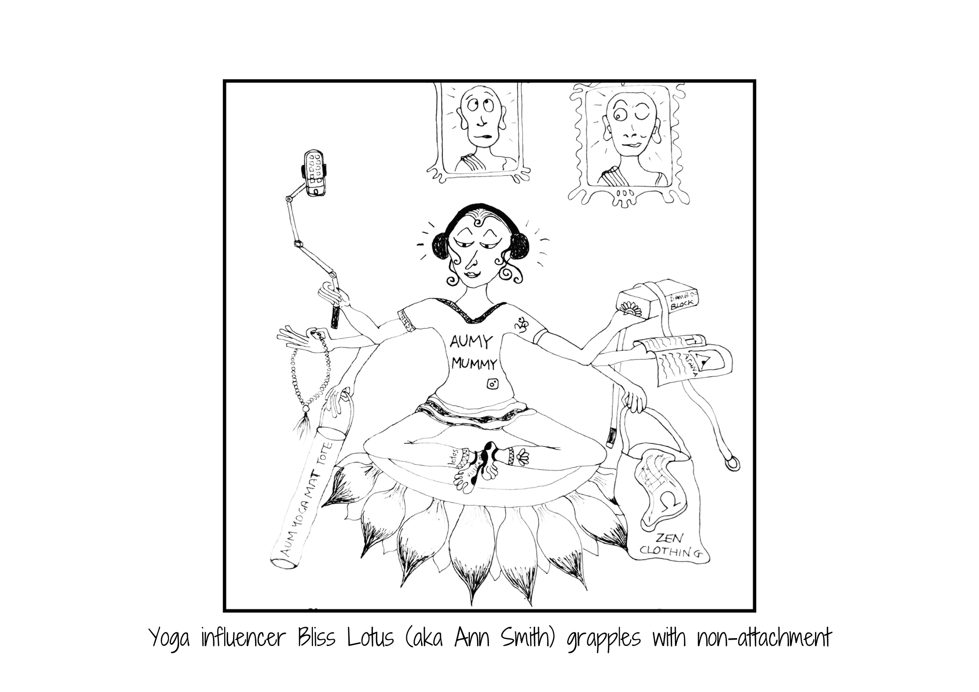 Bliss Lotus Yoga Cartoon Print (Unframed)