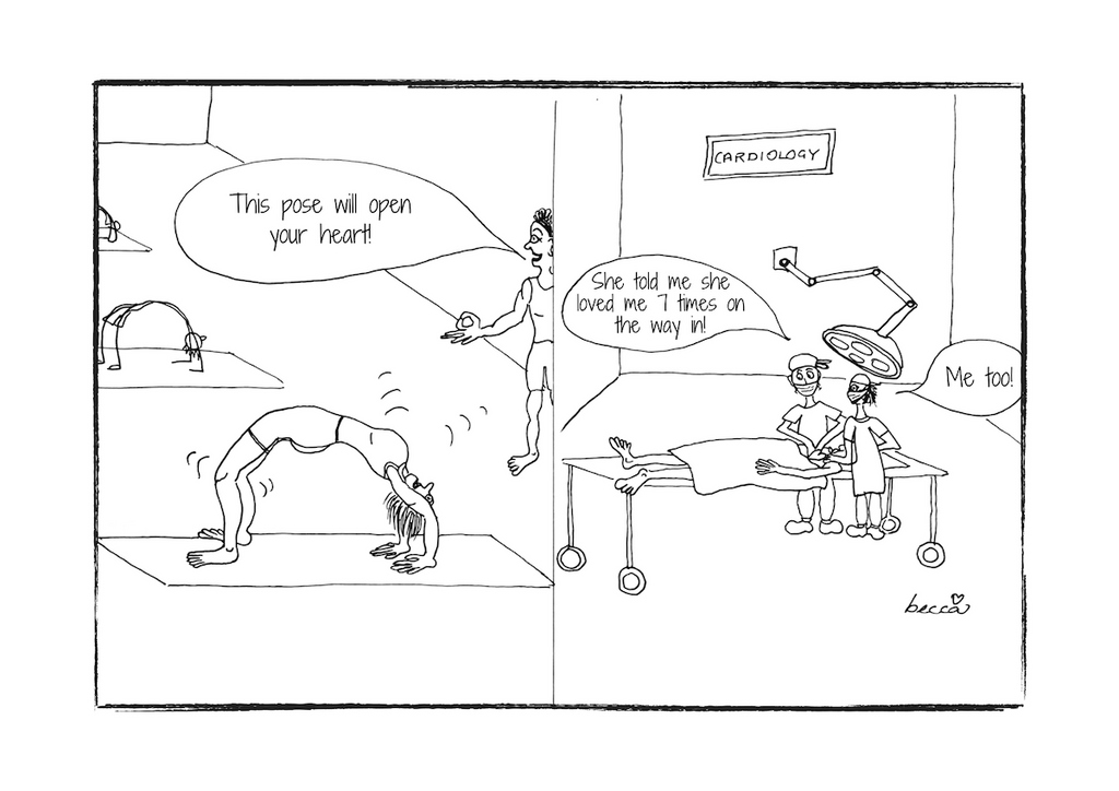 Open Hearted Yoga Cartoon Print (Unframed)