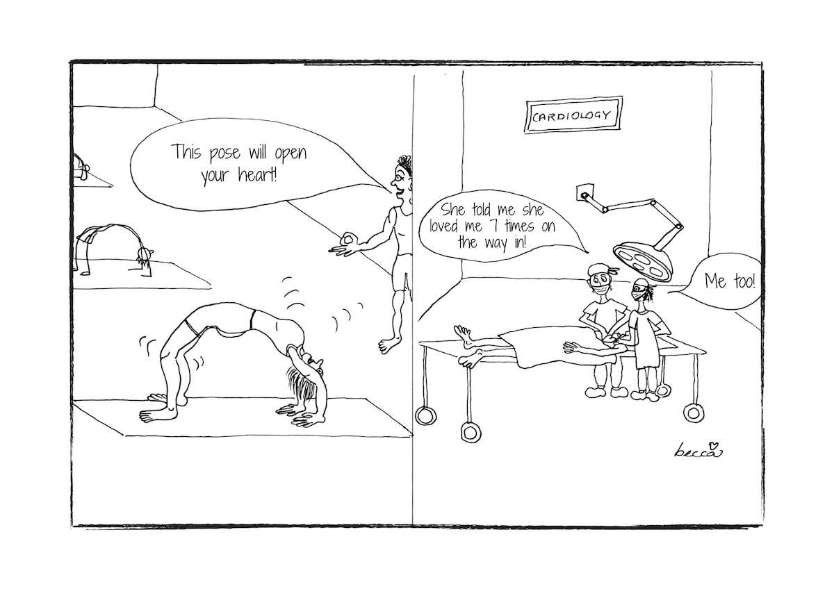 Open Hearted Yoga Cartoon Print (Unframed)