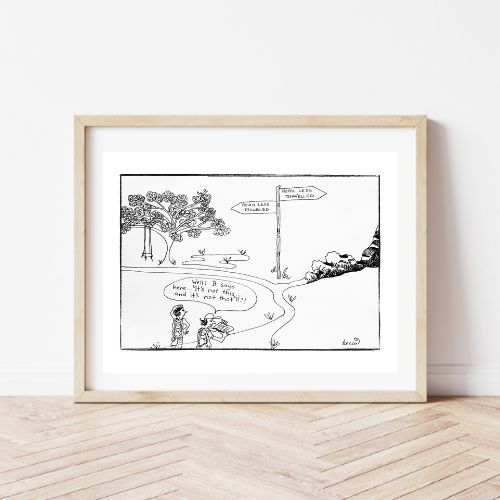 Road Less Travelled Yoga Cartoon Print (Unframed)