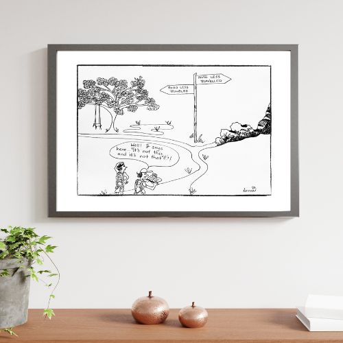 Road Less Travelled Yoga Cartoon Print (Unframed)