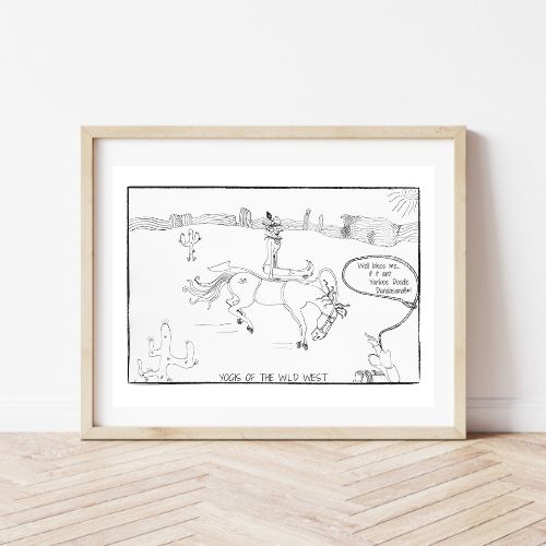 Yankee Doodle Dandasana Yoga Cartoon Print (Unframed)