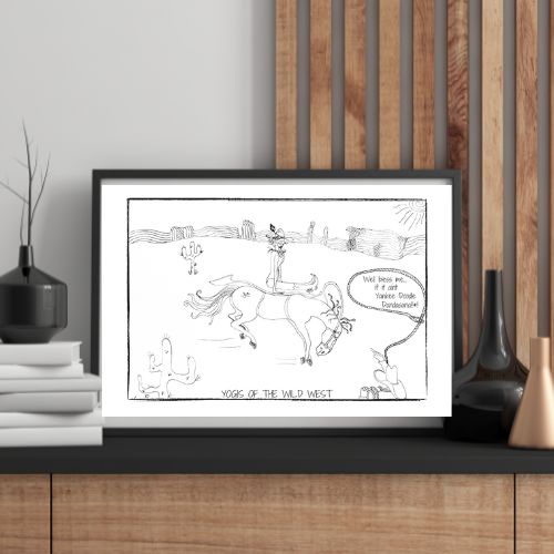 Yankee Doodle Dandasana Yoga Cartoon Print (Unframed)