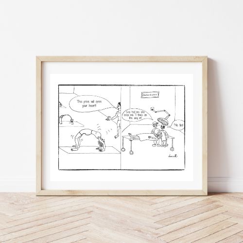 Open Hearted Yoga Cartoon Print (Unframed)
