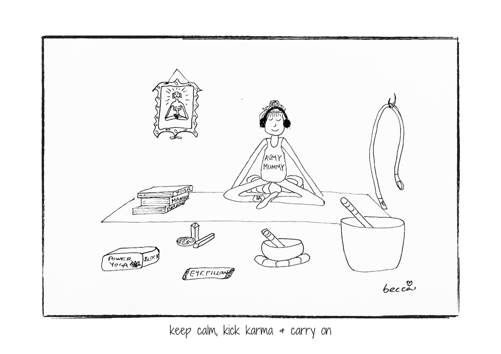 Keep Karma Yoga Cartoon Print (Unframed)