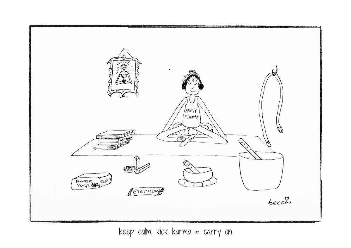 Keep Karma Yoga Cartoon Print (Unframed)