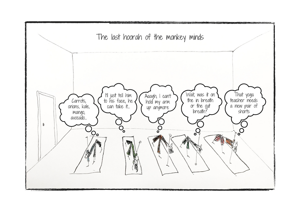 Monkey Minds Yoga Cartoon Print (Unframed)
