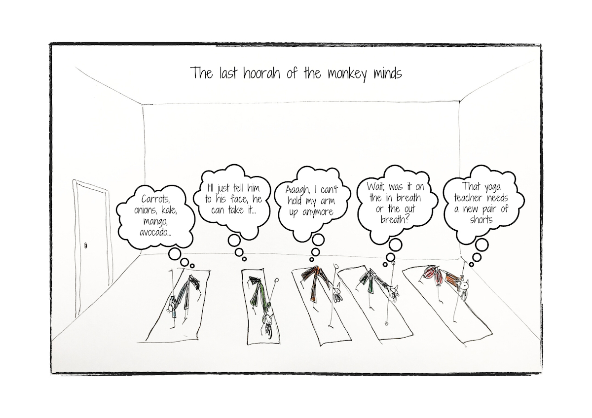 Monkey Minds Yoga Cartoon Print (Unframed)