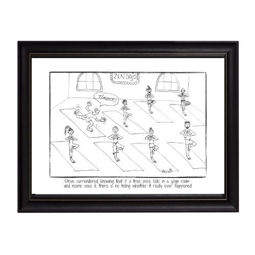 Zen Dojo Tree Pose Yoga Cartoon Print (Unframed)