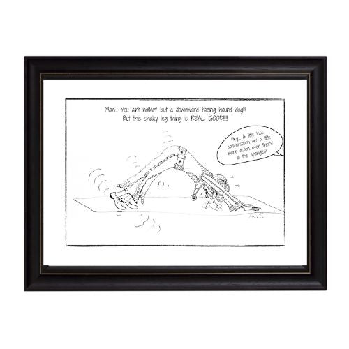 Elvis' Downward Facing Hound Dog Yoga Cartoon Print (Unframed)