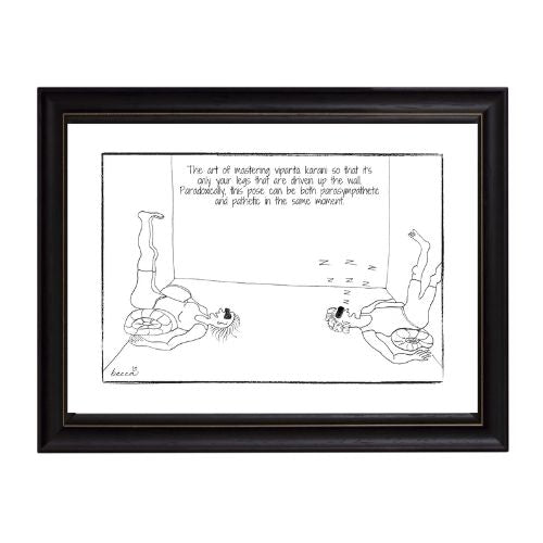 Viparita Karani Yoga Cartoon Print (Unframed)
