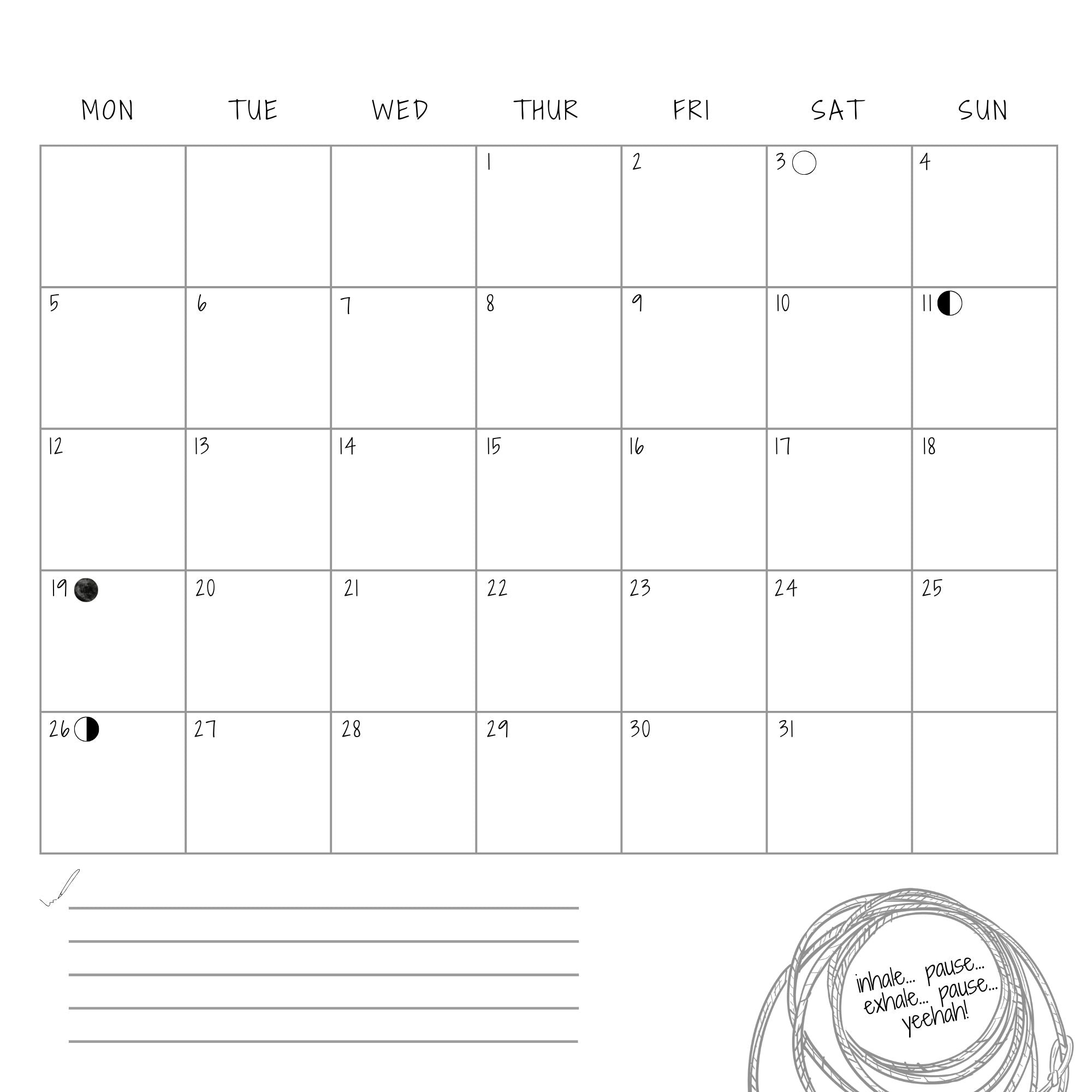 Assana Yoga Cartoon Calendar + Light Up Yoga Journal