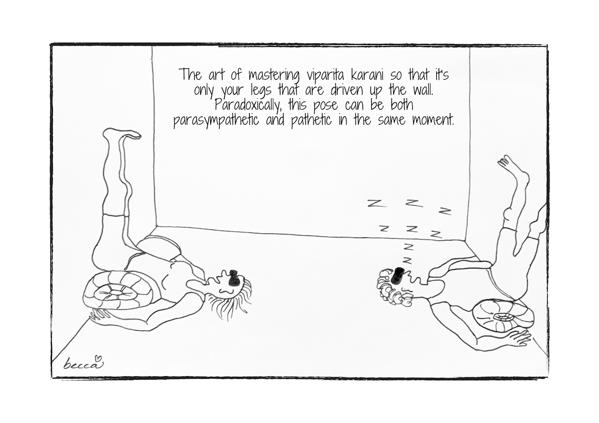 Viparita Karani Yoga Cartoon Print (Unframed)