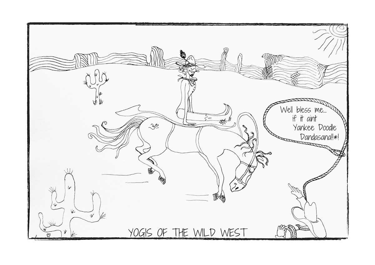 Yankee Doodle Dandasana Yoga Cartoon Print (Unframed)