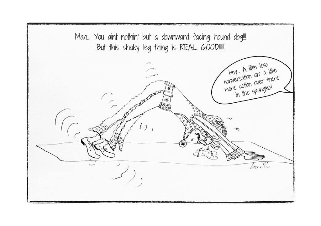 Elvis' Downward Facing Hound Dog Yoga Cartoon Print (Unframed)