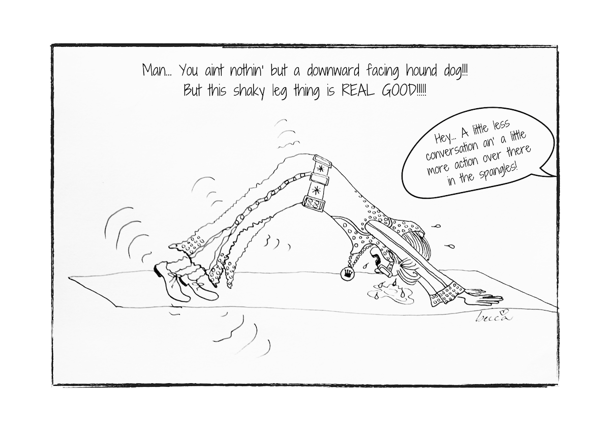 Elvis' Downward Facing Hound Dog Yoga Cartoon Print (Unframed)