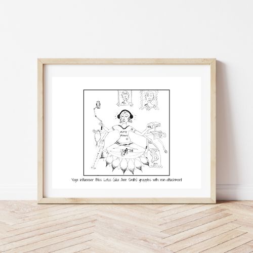 Bliss Lotus Yoga Cartoon Print (Unframed)