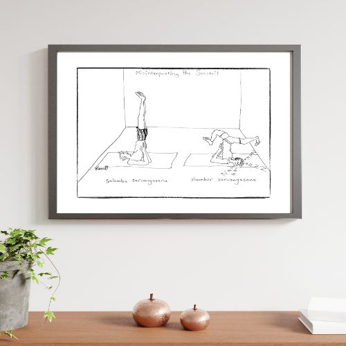 Slumber Sarvangasana Yoga Cartoon Print (Unframed)