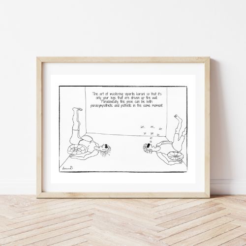 Viparita Karani Yoga Cartoon Print (Unframed)