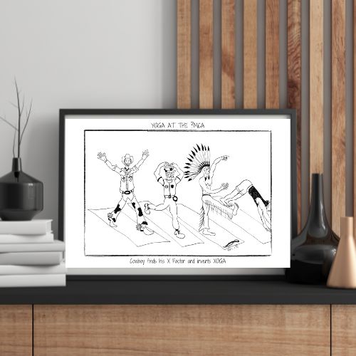 Yoga at the Y Not Yoga Cartoon Print (Unframed)
